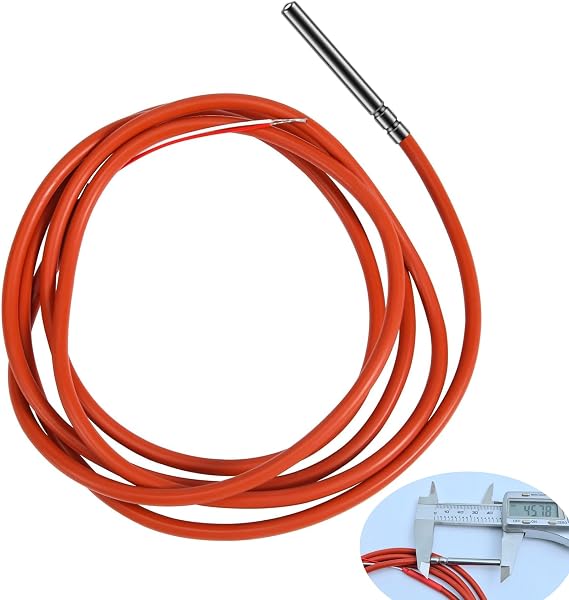 2 Wire PT1000 Temperature Sensor Thermistor Silicone Gel Coated 1.5Meters Probe 45mm x 5mm -50-180 Centigrade RTDs