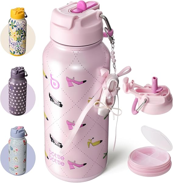 BOTTLE BOTTLE Stainless Steel Bottle with Straw and Pill Box