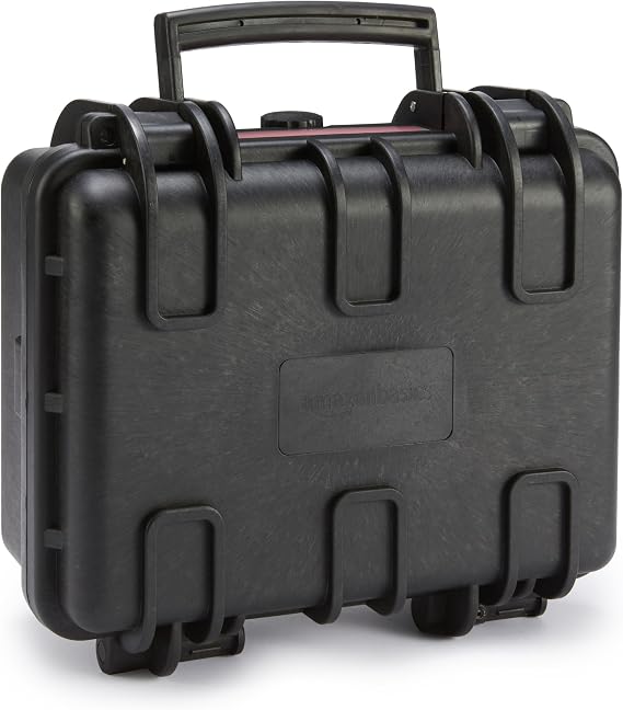 Amazon Basics Small Protective Portable Hard Camera Case with Customizable Fit Foam for Drones,Camera,Lenses and Accessories,Waterproof,Shockproof,12.1 x 10.6 x 5.9 inches (30.7 x 27 x 14.2 cm) Black