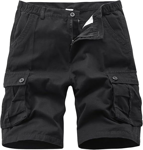 Vcansion Men's Cargo Casual Cotton Multi-Pockets Elastic Waist Camo Shorts