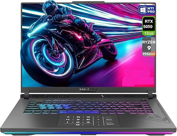 ASUS ROG Strix G16 Gaming Laptop, AMD Ryzen 9-9955HX, 24 GB DDR5 RAM, 1 TB PCIe SSD, 16" 2K Display, Nvidia G-Force RTX 5050, Backlit Chiclet Keyboard RGB, W11 Pro, Eclipse Gray