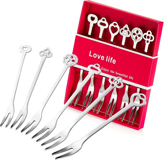 6 Pack Small Forks for Appetizers Seafood Pickle Cocktail, Stainless Steel