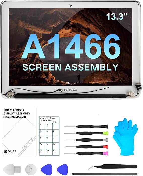 A1466 Replacement Screen 13.3" for MacBook Air A1466 13-inch 2012 2013 2014 2015 2017 EMC 2559 EMC 2632 EMC 2925 EMC 3178 Full LCD Screen Display Assembly(Silver)