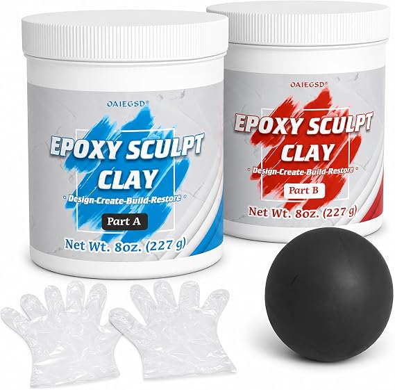 1 lb Black Epoxy Putty Sculpt Clay, 2 Part Self Hardening Modeling Clay