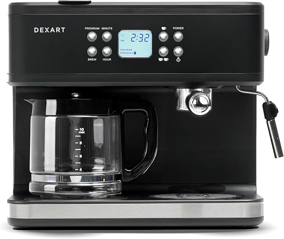 Dexart DX-1341 Home Barista 3-in-1 Filtre Kahve ve Espresso Makinesi, Siyah