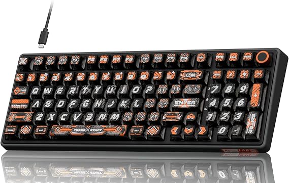 RK ROYAL KLUDGE R98 Pro 有線メカニカルキーボード RGB PCゲームキーボード 数字パッドとボリュームノブ付き 昇華型 DSA プロファイル プリンキーキャップ Win/Mac用 ホットスワップ可能なリニアクリームスイッチ