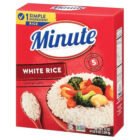 Minute Instant White Rice, 72-Ounce Box, Light and Fluffy, for Quick Dinner Meals (Pack of 4)