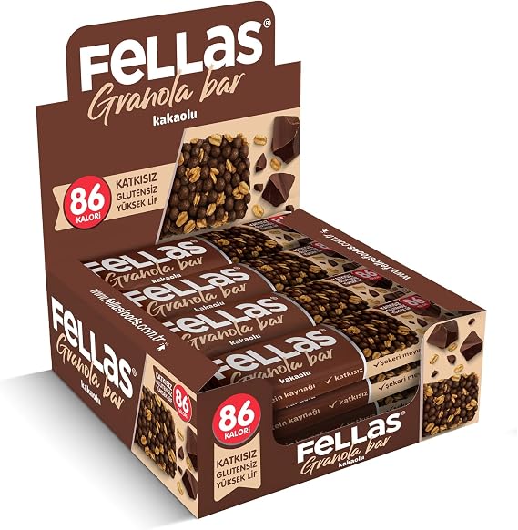 Fellas Granola Bar Kakaolu, 23 Gram, 12 Adet