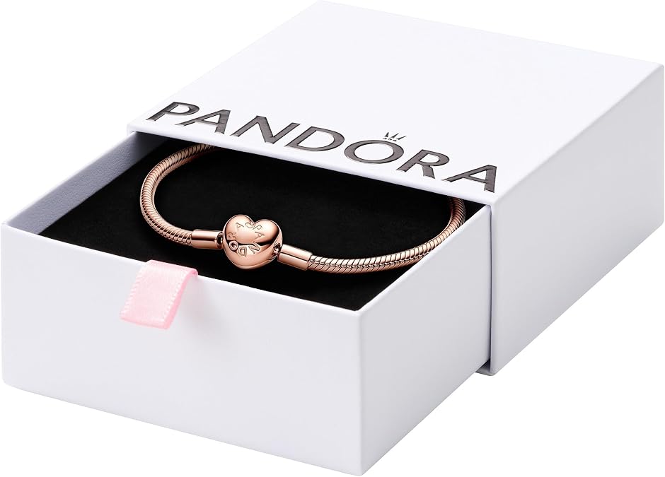 PANDORA Heart Clasp Snake Chain Bracelet - Heart Clasp - Romantic Jewelry for Her with Gift Box - Compatible Moments Charms