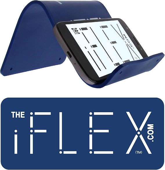 IFlex Cell Phone Stand and Tablet Stand for Air Travel, Work and Home- Flexible Phone Holder is the Perfect iPhone Stand and Holds Any Mobile Device- Non-Slip Grip, Strong and Durable- Cobalt