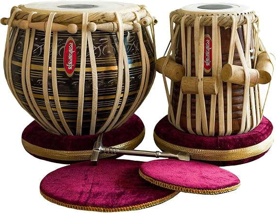 Basic Tabla Drums Set, Steel Bayan, Dayan with Book, Hammer, Cushions and Cover