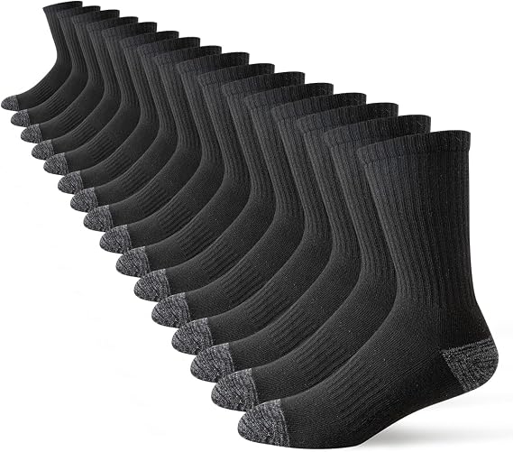 JOYNEE 8 Pairs Mens Crew Cushion Socks Work Athletic Running Socks Casual Breathable Socks for Men,Sock Size:10-13
