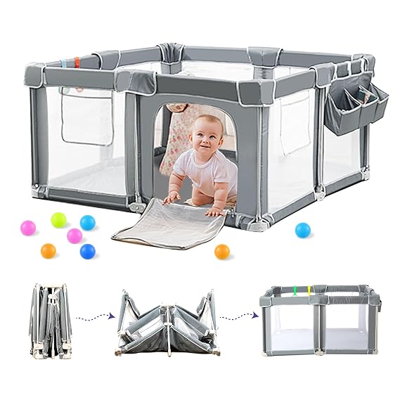 Foldable Baby Playpen 50x50 with Mat, Portable Play Yard