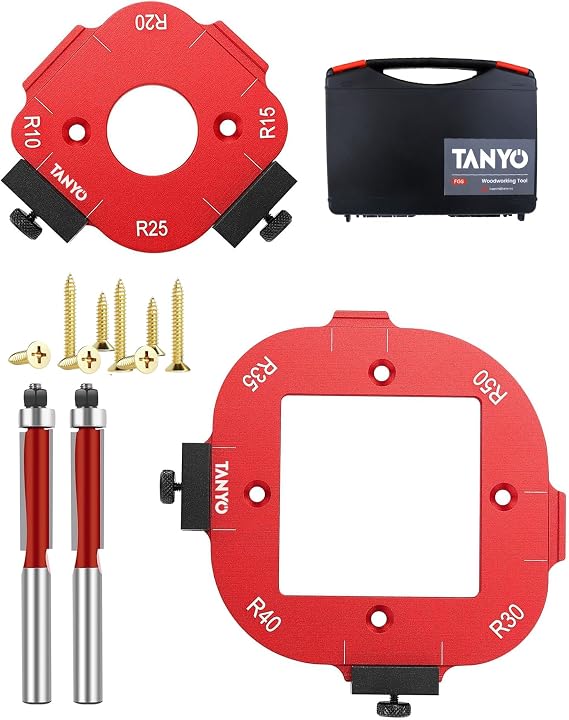 TANYO 2pcs Router Corner Radius Template, R10-50 Precise Rounded Corners