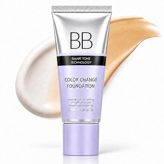 BB Cream Foundation, Adaptive Color Changing BB Cream Foundation Tinted Moisturizer, All in One Buildable Coverage Protection Concealer Face Makeup for Light Perfect Cover Finish 1.23 oz, 02 Medium