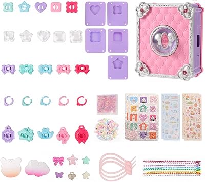 Atlodas DIY Magic Jewelry Maker, DIY Magic Book 73PCS140PCS207PCS Set, Kids Jewelry Making Kit, Magic Book Sticker Machine DIY Jewel Rings Kits, DIY Magic Book Making Set 207pcs