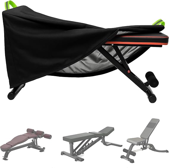 Weight Bench Cover, 420D Sit-up Board Cover with Silver Coating, Adjustable Drawstring, Exercise Workout Bench Protective Covers for Indoor & Outdoor - 50" L x 23" W x 17" H - Black