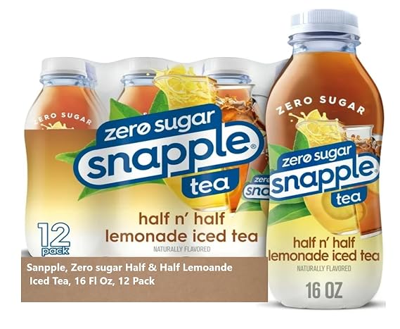 Snpple, Zero sugar Half & Half Lemoande Iced Tea, 16 Fl Oz, 12 Pack