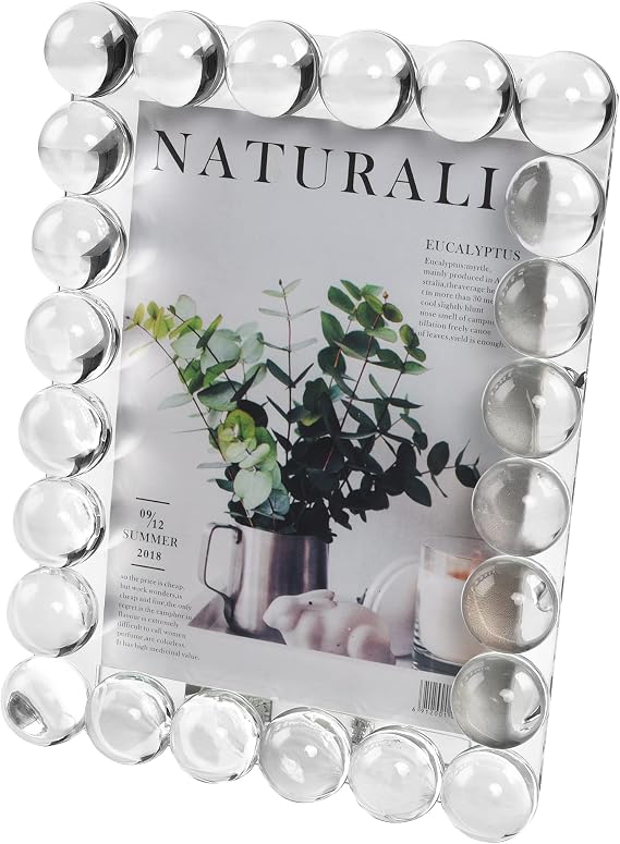 kitCom 5x7Inch Crystal Picture Photo Frame, Luxury Diamond Crystal Craft, Crystal Standing Photo Frame (Clear, 7.5" x 9.5")