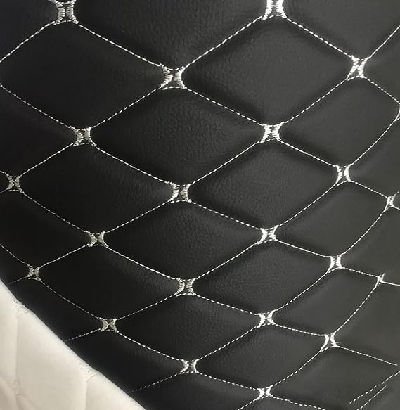 Faux Leather Fabric Quilted Leather with 3mm Foam Backing Interior 1.55x1m Synthetic Seat Leather Fabric for Sewing Car Cushions, Upholstery and Headliner DIY Crafts Thick Color: Black 1