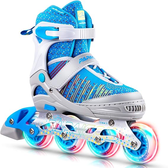 PAPAISON Inline Skates for Boys and Girls with Full Light up Wheels, Beginner Adjustable Illuminating Roller Skates for Kids Youth Women and Men...