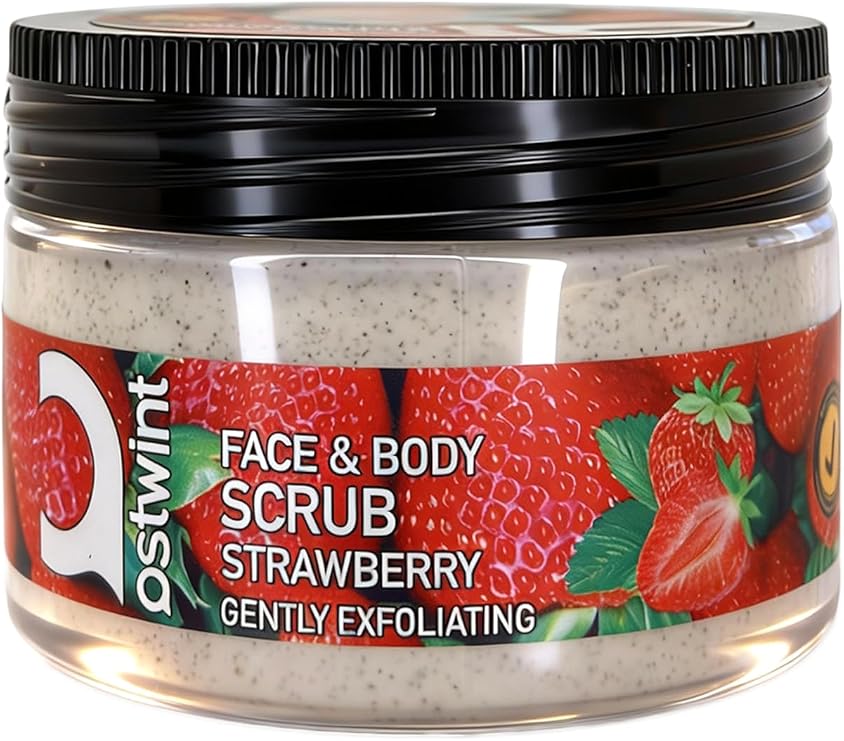 Ostwint Face and Body Exfoliating Scrub Strawberries 300ml, Skin Cleansing, Smoothing, Circulation Accelerator