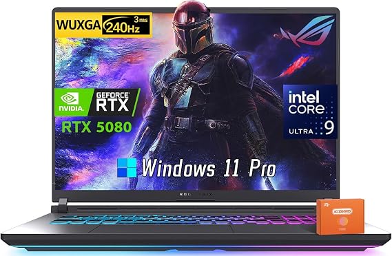 ASUS ROG Strix G18 Gaming Laptop, 18" 2.5K 240Hz/3ms Display, NVIDIA RTX 5080 16GB GDDR7, Intel Ultra 9 275HX(Up to 5.4GHz, 24 Cores), Wi-Fi 7, 32 GB DDR5, 2 TB PCIe Gen 4 SSD, Windows 11 Pro