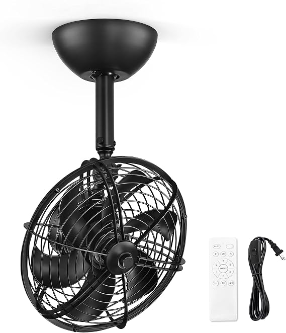 LEDIARY 10 Inch Small Wall Mounted Fan with Remote Plug in Cord, Black