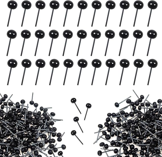 TOAOB 300pcs Black Glass Safety Eyes Set 5mm Small Black Beans Needle Type Glass Eyes Balls Doll Eyeballs on Wire for DIY Doll Plush Animal Puppet Needle Felting Sewing Decoration Crafts