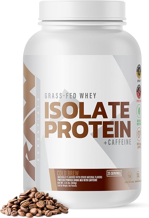RAW Whey Isolate Protein Powder, Cookies N Cream - 100% Grass-Fed Sports Nutrition Protein Powder for Muscle Growth & Recovery - Low-Fat, Low