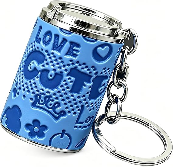 Mini Coin Storage Keychain, 2-in-1 Portable Coin Holder, Zinc Alloy Change Purse, Loose Change Container with Secure Snap Closure, Pocket Coin Bank (Blue)