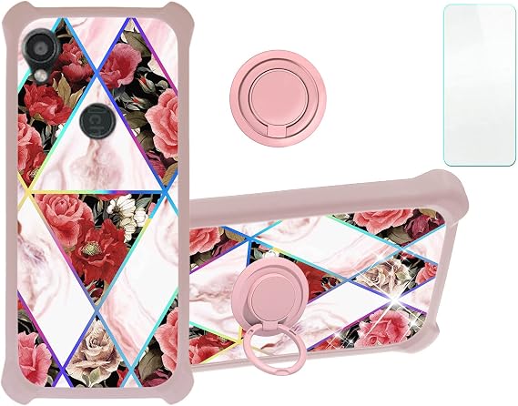 Aroepurt Case for Kyocera Digno Sx3 Case Compatible with Kyocera Digno Sx3 Phone Case Cover [with Tempered Glass Screen Protector][PC + TPU 2 in 1] [Silver Reflect Light] DYH-SSG