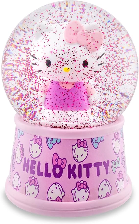 Sanrio Hello Kitty Light-Up Adult Snow Globe with Swirling Glitter Display | 6 Inches Tall