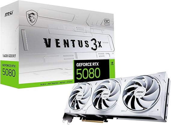 Msi Vga Geforce Rtx 5080 16g Ventus 3x Oc White Rtx5080 16gb Gdrr7 256 B Dx12 Pcie 5.0 X16 (3xdp 1xhdmi)