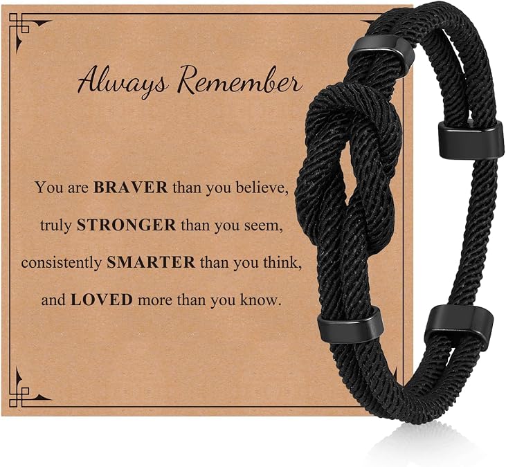 TempBeau Love Knot Bracelet Gift for Men - Braided Cord Rope Bracelets for Men, String Bracelet with Meaningful Infinity Knot Valentines Anniversary Birthday Jewelry Gift for Man Husband Boyfriend Son