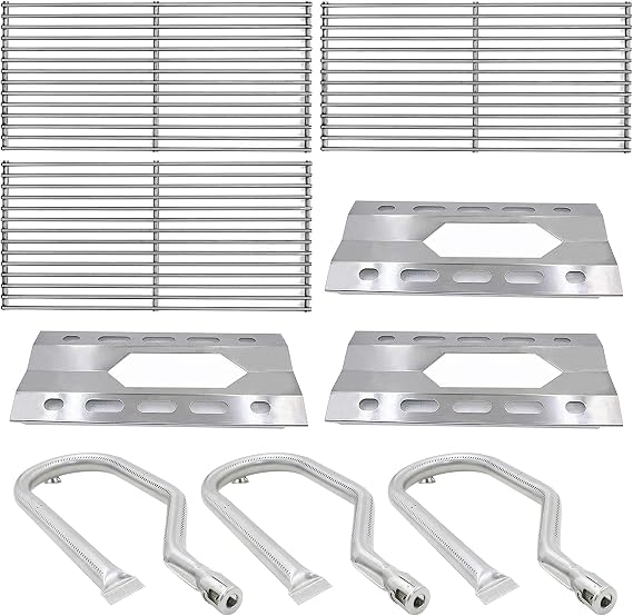 Grill Parts for Nexgrill Replacement Parts,19 1/4" Grill Grate for Brinkmann,17 5/16" Heat Plate and 16 1/2" Burner for Costco Kirkland 720-0108, Nexgrill 720-0011.3 Packs Set