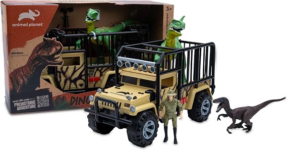 Animal Planet Dino Expedition Playset Transport Truck with Lights & Sounds, Dinosaurs, Action Figure & Accessories for Kids Ages 3+
