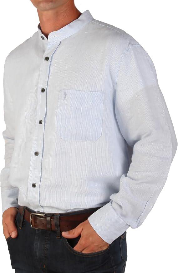 The Celtic Ranch Collarless Shirt for Men, Lightweight Irish Grandfather