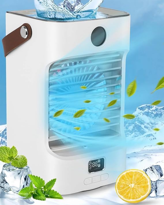 Generic Portable Air Conditioner, 4-in-1 Small Air Conditioner, 4000mah Air Cooler Fan, Personal Mini Air Conditioner, Evaporative Air Cooler With 7night Light, Air Conditioning Unit For Home, Office