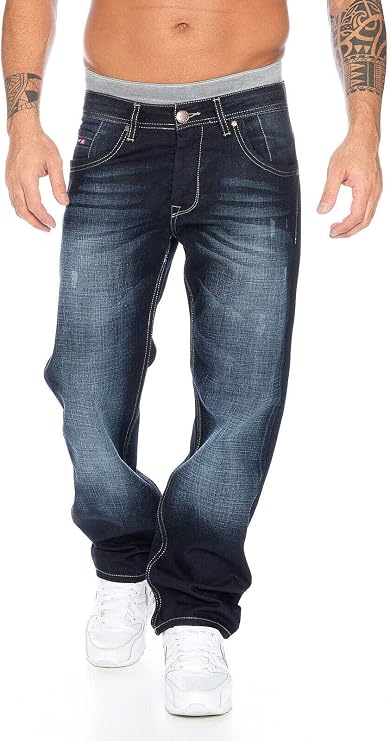 Rock Creek RC-2091 Men's Jeans Denim Trousers Blue Straight Cut Straight Leg