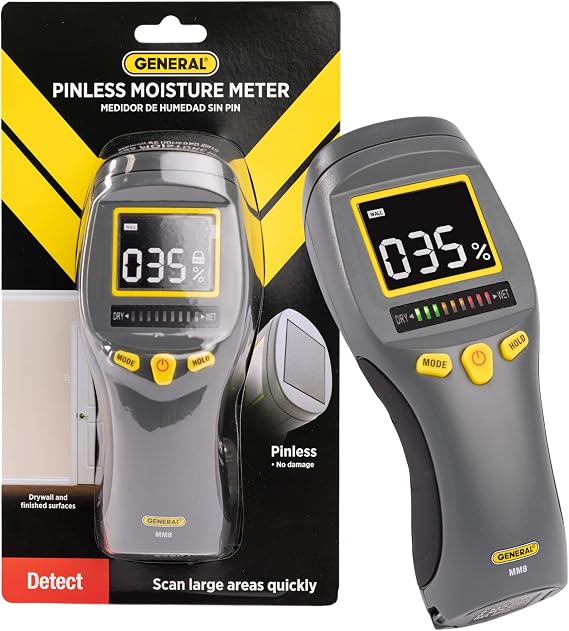 General Tools MM8 Pinless Moisture Meter for Wood, Walls & Mold Detection