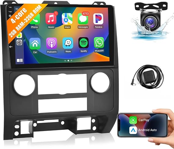 Leadfan Car Stereo for Ford Escape Kuga Mazda Tribute 2007-2012 Radio Wireless Apple CarPlay Android Auto, 9" IPS Touch Screen Audio Player with WiFi GPS Navi Bluetooth FM Rear Camera SWC