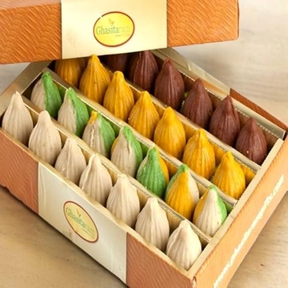 Ghasitaram Gifts Indian Sweets - Sugarfree Pure Kaju Modaks 200 GMS
