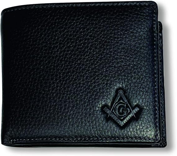 Square & Compass Leather Bi-Fold Masonic Wallet - [Black]