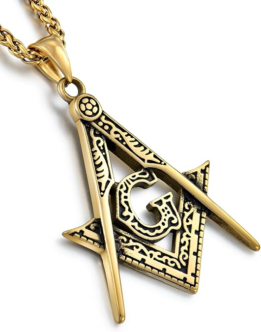 YL Cross Masonic Stainless Steel Necklace, Mens 18K Gold Plated Crucifix Religious Nail Pendant Christian Jewelry Gifts for Women