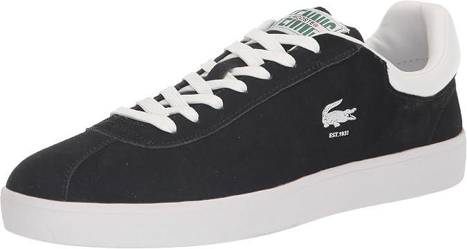 Lacoste - Mens Baseshot Leather Sneakers, Color Black/White, Size: 6.5 UK