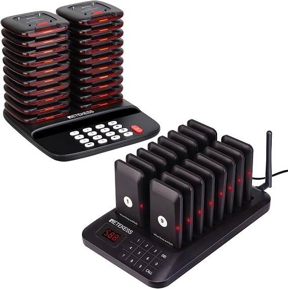 Retekess TD157 Restaurant Pager System Long Range with 16 Pagers Bundle with Retekess TD183 Restaurant Pager System 2624ft Working Distance with 20 Order Buzzers