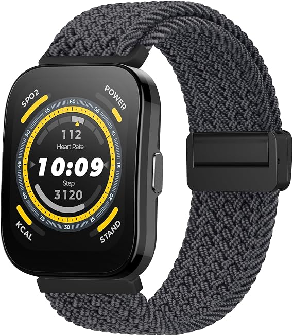 Amazfit Bip 5 / Bip 6 スマートウォッチ用編組バンド 22mm ソフトで調節可能なナイロンスポーツ交換用ストラップ Amazfit Bip 5 / Bip 6 / GTR 4バンド対応 レディース メンズ