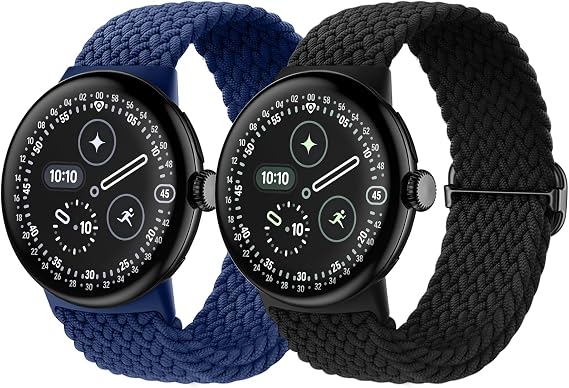 Maledan 2 Pack Braided Nylon Strap for Google Pixel Watch 5 4 3 Strap 45mm