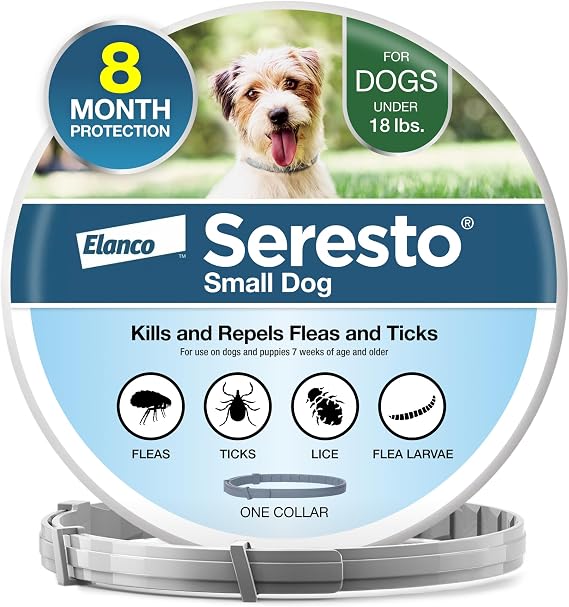 Seresto Small Dog Vet-Recommended Flea & Tick Treatment & Prevention Collar for Dogs Under 18 lbs | 8 Months Protection